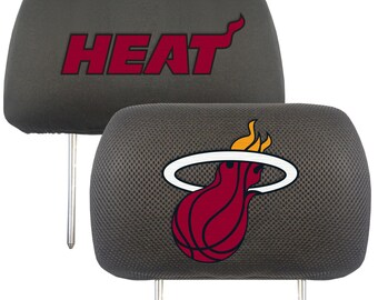 Miami Heat 2pc Embroidered Headrest Cover Set