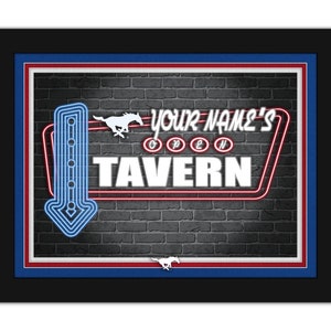 SMU Southern Methodist Personalized Sign Framed Neon Tavern Print Sign 18x14