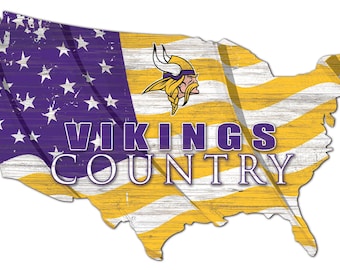 Minnesota Vikings USA Flag Wood Sign - NFL Team Decor (18 x 11)