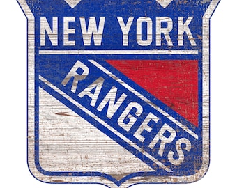 New York Rangers Distressed Logo Cut Out Wood Sign 24" Diameter Select NEW