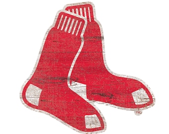 Boston Red Sox Distressed Logo Cut Out Wood Sign 24" Diameter Select NEW