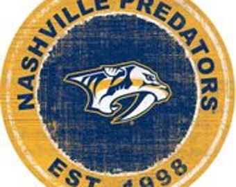 Nashville Predators Sign Vintage Round Distressed Established Historic Wood Sign 24" Diameter