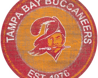 Tampa Bay Buccaneers Sign Vintage Distressed Historic Throwback Established Wood Sign 24"