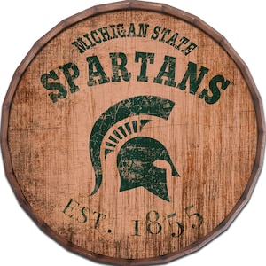 Michigan State Spartans Barrel Top Established Sign 24&quot; In Diameter
