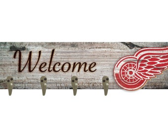 Detroit Red Wings Welcome Coat Rack Coat Hanger 6" x 24"