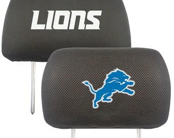 Detroit Lions 2pc Embroidered Headrest Cover Set