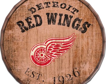 Detroit Red Wings Barrel Top Established Sign 24" In Diameter