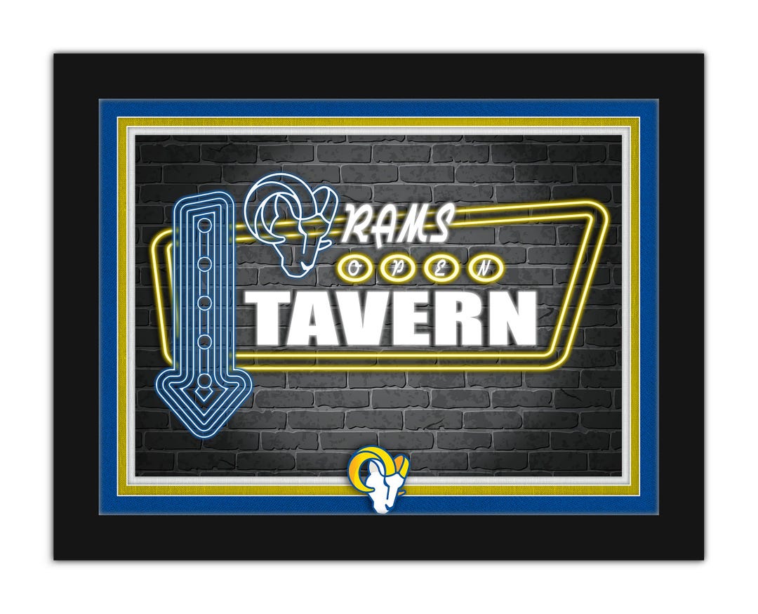 Two Rams Pub Sign Los Angeles Rams Personalized Sign Framed Neon Tavern Print Sign 18x14 ...