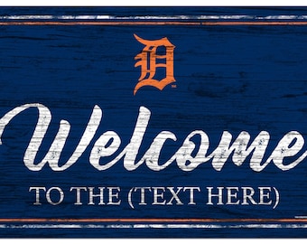 Detroit Tigers Personalized Sign Team Color Welcome Sign 19x11