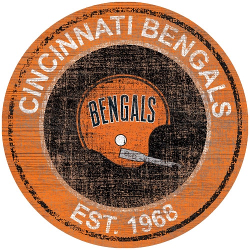 NFL Cincinnati Bengals Round Distressed Established Wood Sign Etsy