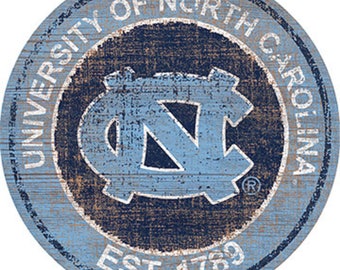North Carolina Tar Heels Sign UNC Vintage Distressed Historic Established Wood Sign 24"