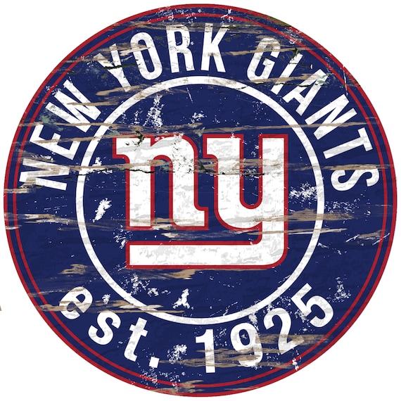 NFL New York Giants Round Distressed Established Wood Sign 24