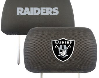 Las Vegas Raiders 2pc Embroidered Headrest Cover Set