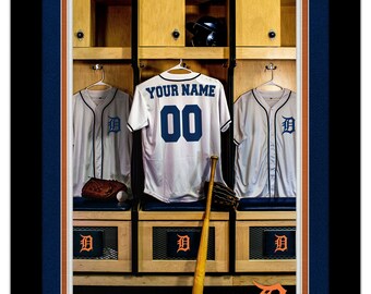 Detroit Tigers Personalized Sign Locker Room Print Baseball FRAMED 14x18