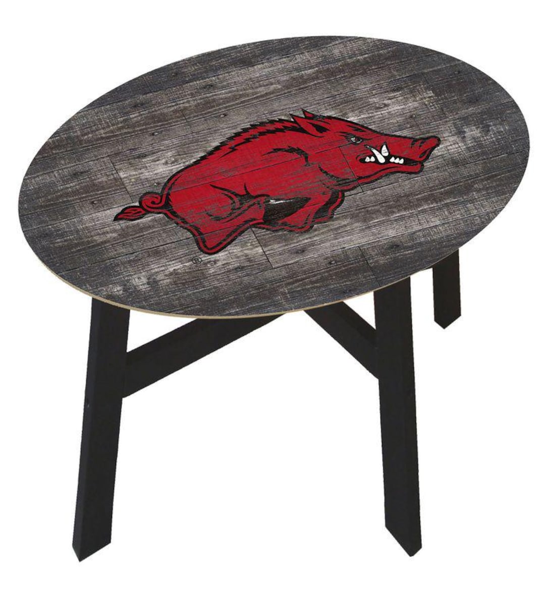 Arkansas Razorbacks Distressed Wood Side Table With Glass Top 31