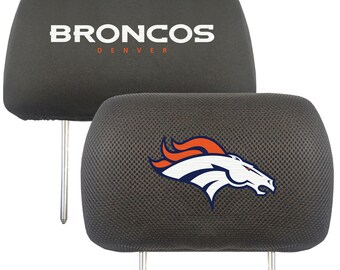 Denver Broncos 2pc Embroidered Headrest Cover Set