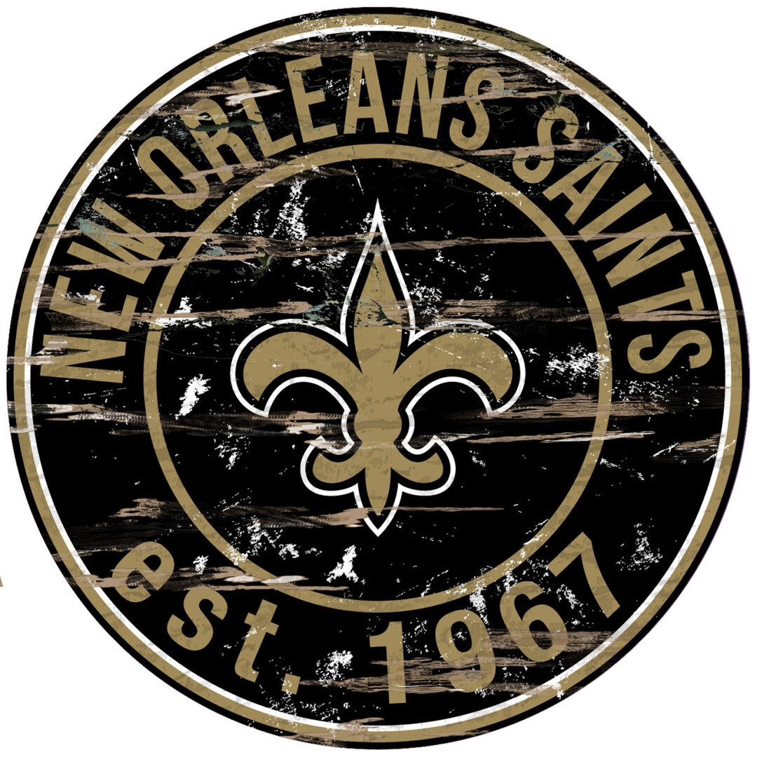 New Orleans Saints Round Wood Sign 12 Inch With Bracket main image 0