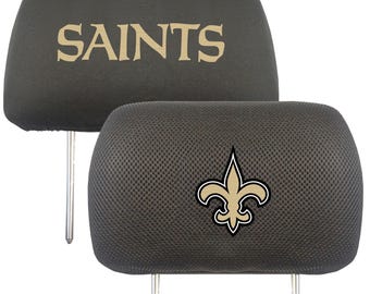 New Orleans Saints 2pc Embroidered Headrest Cover Set