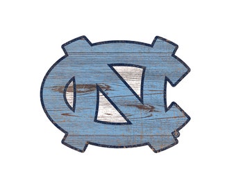 UNC Tar Heels Wood Sign: Distressed Logo, 24" Diameter
