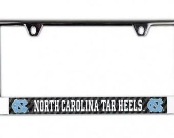 North Carolina Tar Heels Metal License Plate Frame Chrome