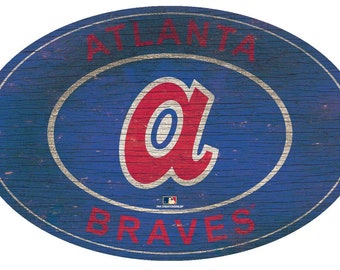 Atlanta Braves Sign Vintage Historic Wall Art 46" Distressed Wood Sign