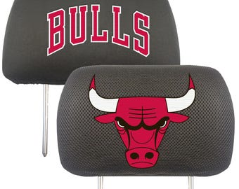 Chicago Bulls 2pc Embroidered Headrest Cover Set