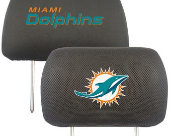 Miami Dolphins 2pc Embroidered Headrest Cover Set