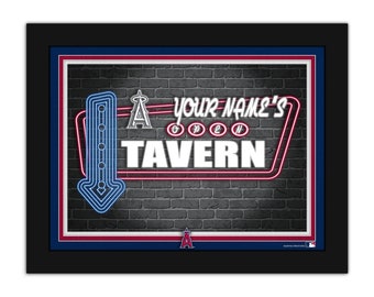 Los Angeles Angels Personalized Sign Framed Neon Tavern Print Sign 18x14