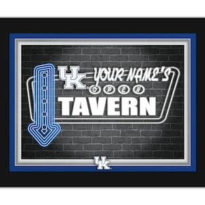 Kentucky Wildcats Personalized Sign Framed Neon Tavern Print Sign 18x14