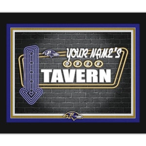 Baltimore Ravens Personalized Sign Framed Neon Tavern Print Sign 18x14