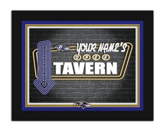 Baltimore Ravens Personalized Sign Framed Neon Tavern Print Sign 18x14