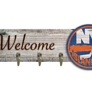 New York Islanders Welcome Coat Rack Coat Hanger 6&quot; x 24&quot;