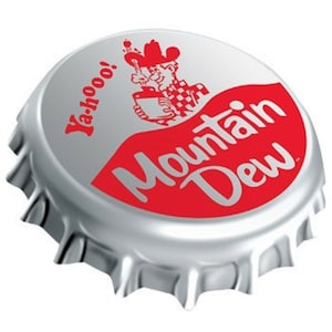 Mountain Dew Historic Bottle Cap Embossed Tin Sign 17x15