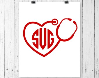 INSTANT DOWNLOAD! Heart Monogram Stethoscope Svg, Stethoscope Svg, Heart Stethoscope SVG, Nurse Svg, Pharmacist Svg