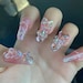 Handmade Pink Bling Glitter Cute Press On Nails Bear Rhinestone Nails Lolita Nails Fake Nails | False Nails| Coffin 