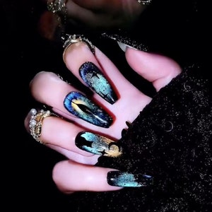 Handmade Halloween Demon Eyes Cat Eyes Gost Press on Nails ...