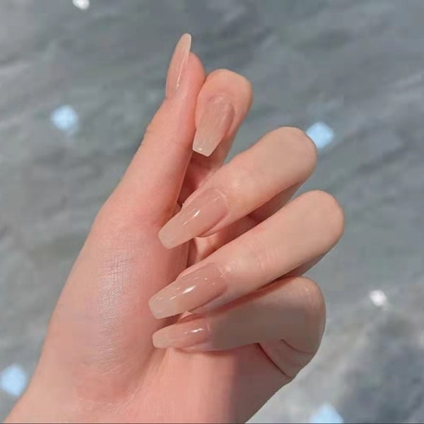 Handmade Nude Press On Nails Nude Nails Gel Nail Coffin Oval Square Stiletto Long Medium Short 10Pcs