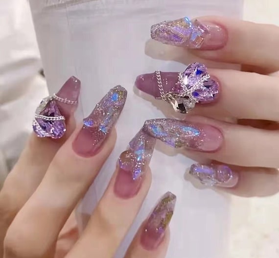 Purple acrylic nails online