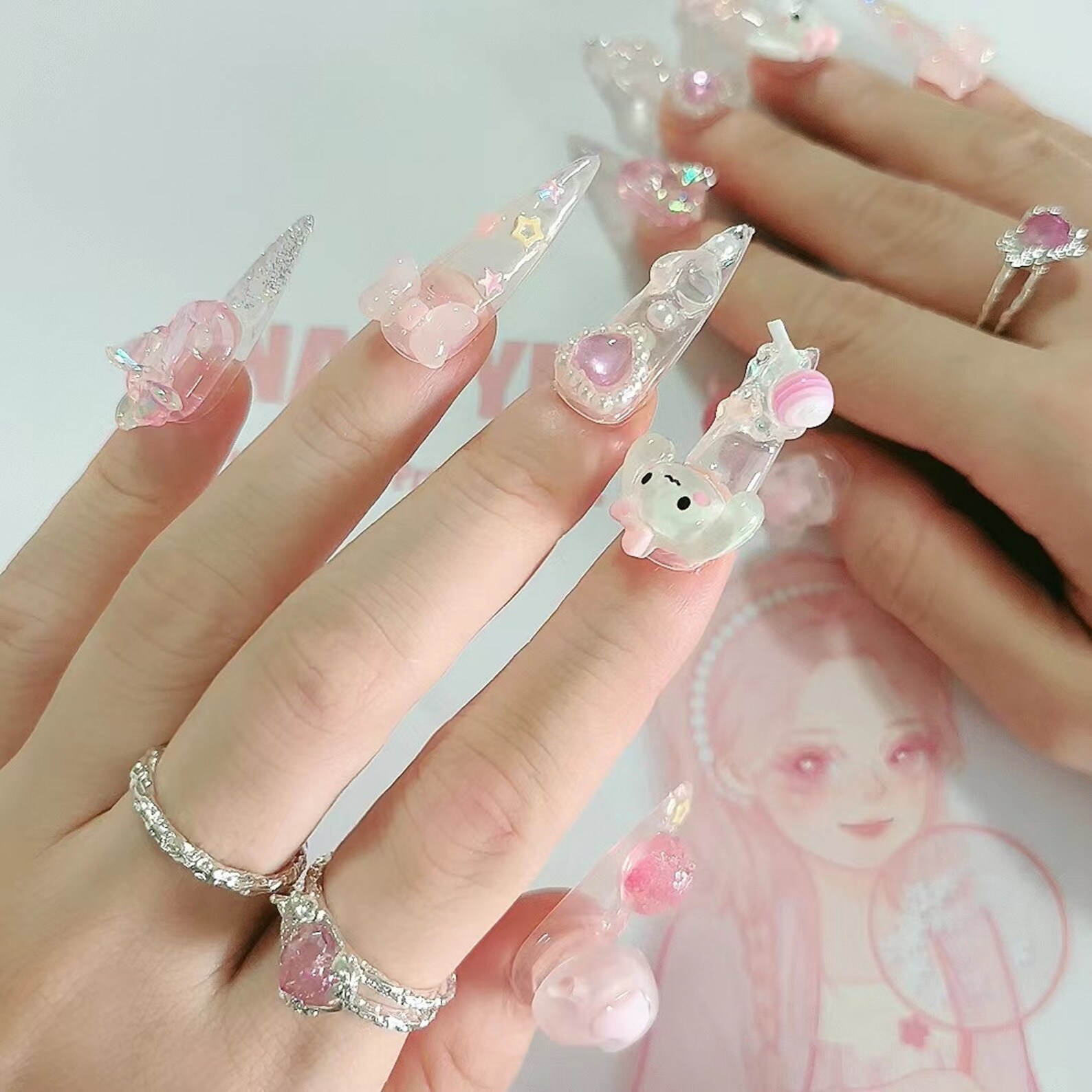 Handmade Cinnamo Roll Pink Puppy Cute Press on Nails Cute Etsy