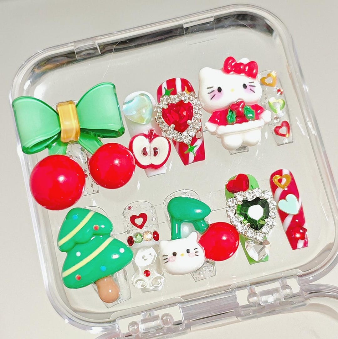 Puppy Retro Doll 3D Y2K Dopamine Christmas Nails