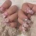 Handmade Pink Bow Melody Cute Press On Nails Cute Nails Pink Nails Bow Nails Handmade Nails Reusable Nails Melody Nails Coffin Nails 