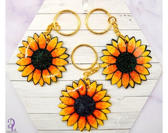 Sunflower Acrylic Keychain, Hand Painted Key Chain