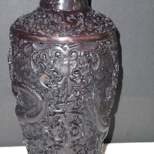 High relief dragon vase