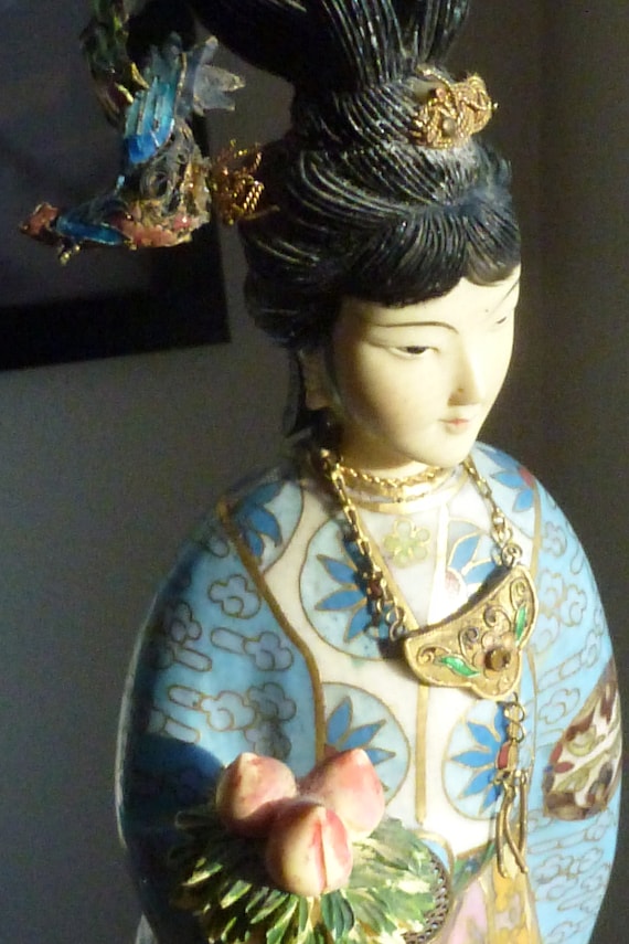 美品 造幣局 七宝入 吉祥天像 文鎮 Paperweight Cloisonne Chinese 1920's Cloisonne Figure of Guan Yin - Etsy