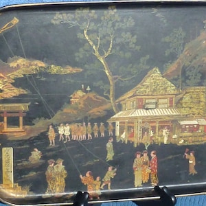 lacquered tray with enamel paints
