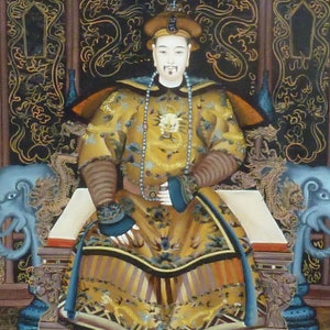 Chinese reverse glass painting of emperor