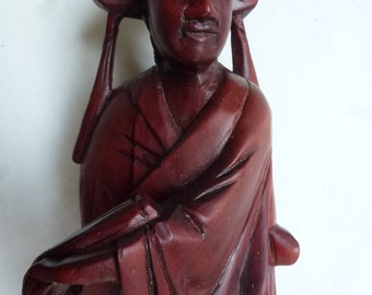 Pair carved rosewood Chinese figures