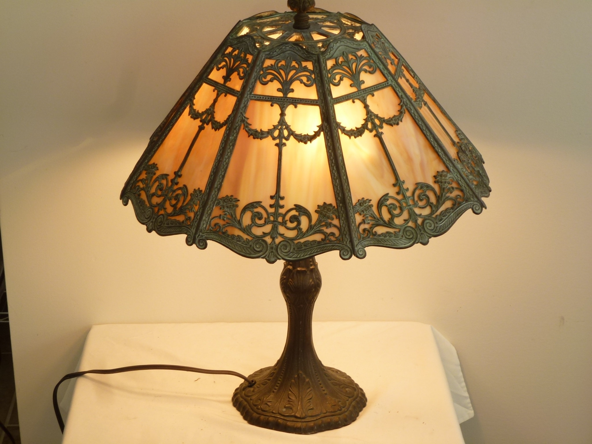 Early 1900's slag glass lamp - Etsy 日本
