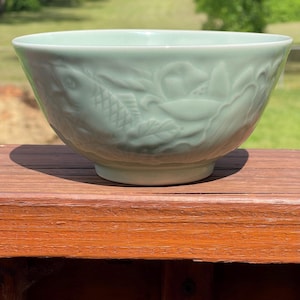 Qing celadon koi fish bowl