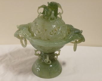 Chinese green jade Incense Burner